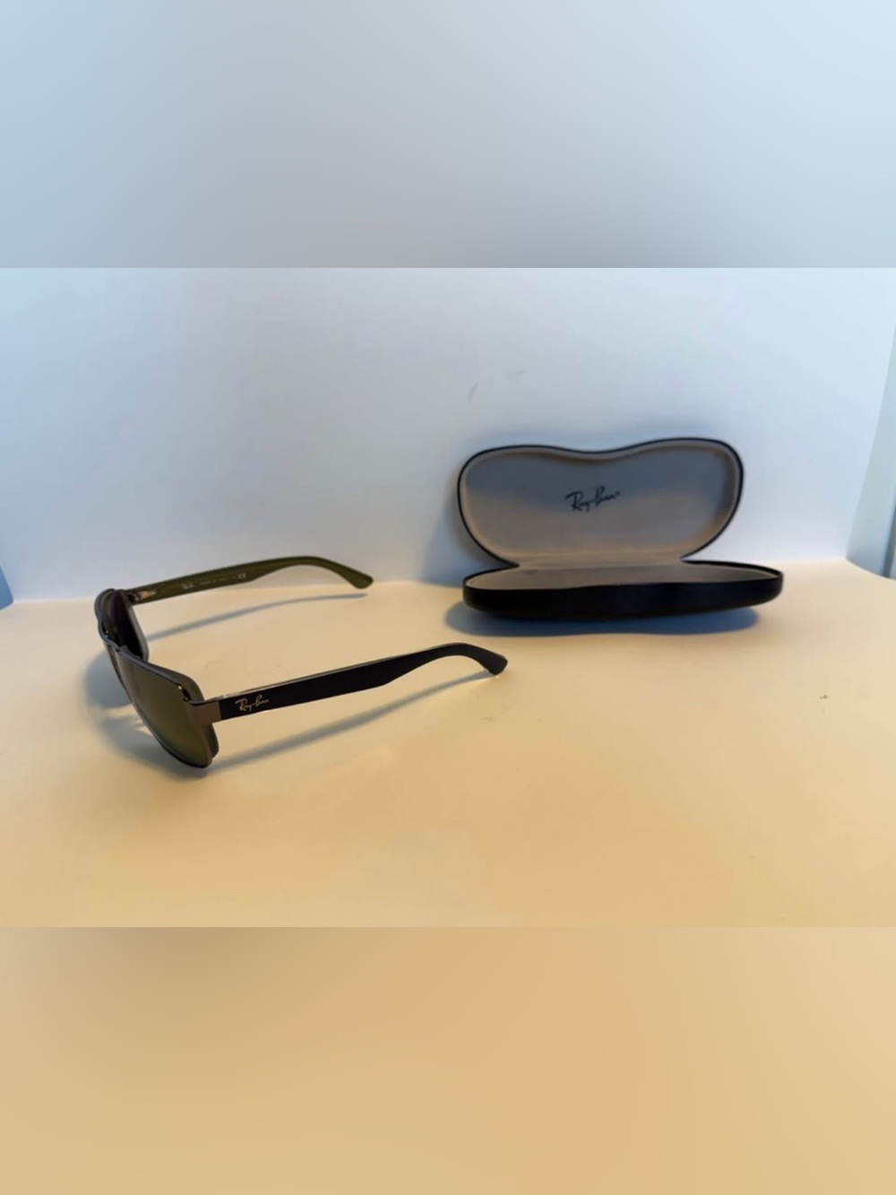Ray Ban Mens Prescription Black Square Aviator Sunglasses with Case